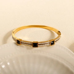 Luxury Square Crystal Inlaid Bracelet Charm Bangle