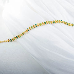 Necklace Bracelet Set 18K Gold Plated Green Drip Oil Olive Leaves Jewelry - Guangzhou Mingshixuan Jewellery CO.,Ltd