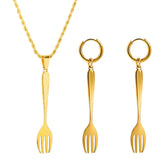 Dining Fork Pendant Necklace Earring Set - Guangzhou Mingshixuan Jewellery CO.,Ltd