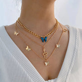 Snake Butterfly Necklaces Set Gold Color Necklaces for Women Vintage Classic Choker Hollow Wave Chain Necklace Jewelry