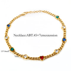 Cubic Zirconia Colorful Love Heart Pendant Necklace - Guangzhou Mingshixuan Jewellery CO.,Ltd