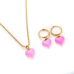 Candy Color Drip Glaze Enamel Resin Love Heart Pendant Necklace - Guangzhou Mingshixuan Jewellery CO.,Ltd