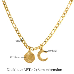 Sun Moon Charm Figaro Link Chain Necklaces - Guangzhou Mingshixuan Jewellery CO.,Ltd