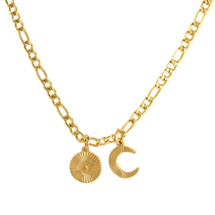 Sun Moon Charm Figaro Link Chain Necklaces - Guangzhou Mingshixuan Jewellery CO.,Ltd