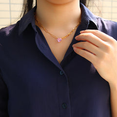 Pink Color Heart Zircon Pendant Necklace - Guangzhou Mingshixuan Jewellery CO.,Ltd