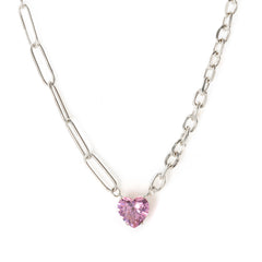 Pink Color Heart Zircon Pendant Necklace - Guangzhou Mingshixuan Jewellery CO.,Ltd