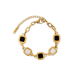 Square Monochrome Clip Chain Bracelet - Gold