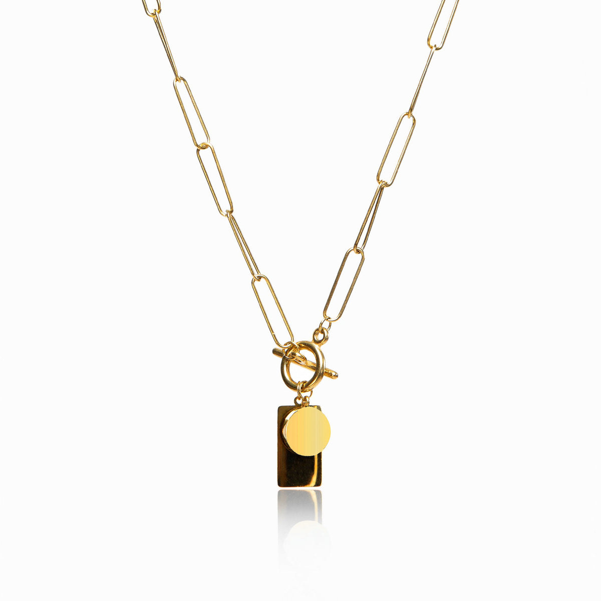 Rectangle Toggle Chain Necklace - Gold