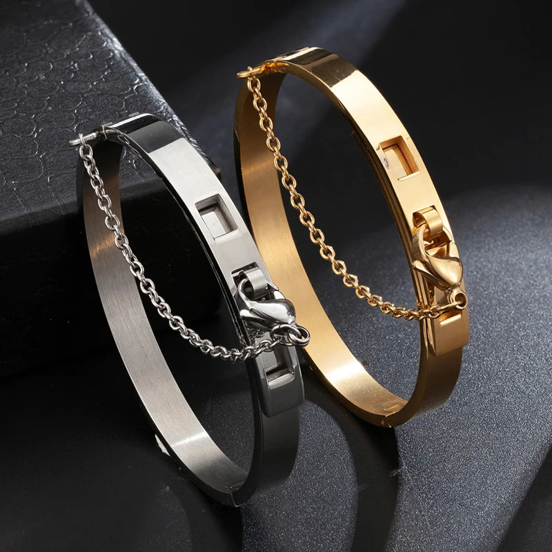 Chain Link Buckle Bracelets Bangles Lover Gold Plate Bangle Punk Jewelry - Guangzhou Mingshixuan Jewellery CO.,Ltd