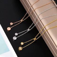 Europe Roman Numerals Pendant Necklace Shining Crystal Charm - Guangzhou Mingshixuan Jewellery CO.,Ltd