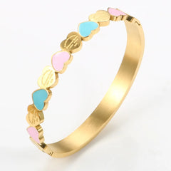 Forever Love Blue & Pink Enamel Bracelet Jewelry Gift - Guangzhou Mingshixuan Jewellery CO.,Ltd