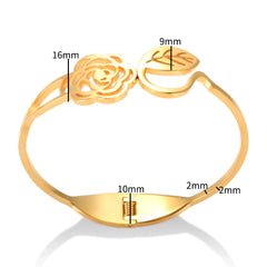 Hollow Rose Flower Opening Bangle Engraved Leaf Shape Bracelet  Jewelry - Guangzhou Mingshixuan Jewellery CO.,Ltd