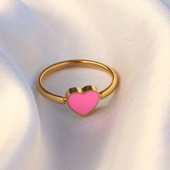 Trendy Enamel Ring Cute Love Heart Wedding Birthday Jewelry Gift - Guangzhou Mingshixuan Jewellery CO.,Ltd