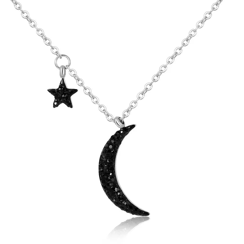 Black Moon Pendant Necklace Small Star Charm Pendant - Guangzhou Mingshixuan Jewellery CO.,Ltd