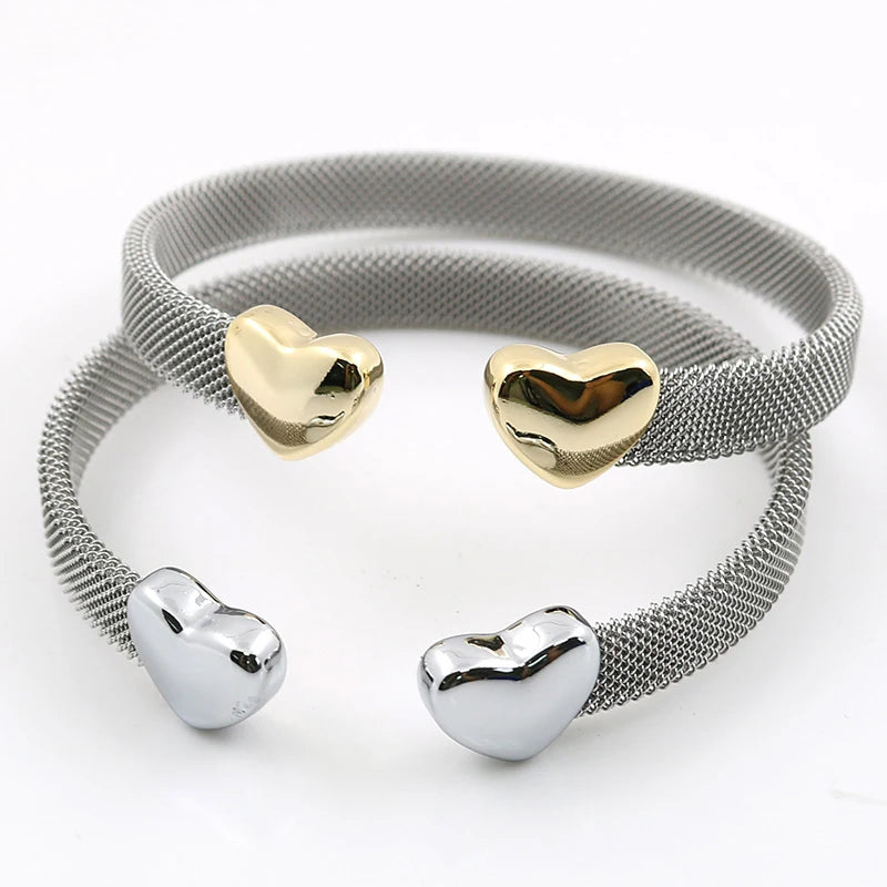 Heart Cuff Bracelets Bangles Mesh Fashion Jewelry - Guangzhou Mingshixuan Jewellery CO.,Ltd