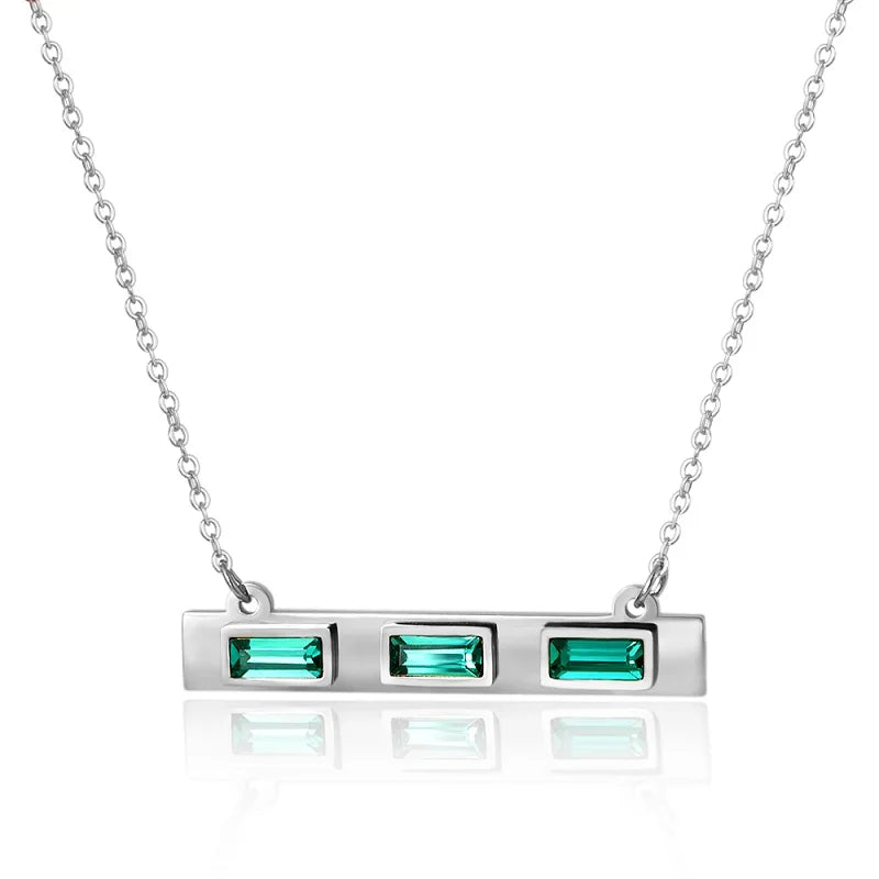 Luxury Necklaces Stainless Steel Square CZ Necklace Jewelry Gift - Guangzhou Mingshixuan Jewellery CO.,Ltd