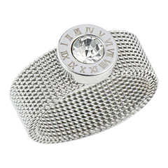 Fashion Jewelry Stainless Steel Ring Big Round Crystal Mesh Finger Ring Roman Numerals Rings - Guangzhou Mingshixuan Jewellery CO.,Ltd