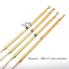 Blade Snake Chains Cubic Zirconia Bracelet Colorful Crystal Jewelry Stainless Steel Waterproof - Guangzhou Mingshixuan Jewellery CO.,Ltd