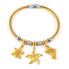 Cute Tortoise Starfish Dolphin Charm Bracelets Bangles