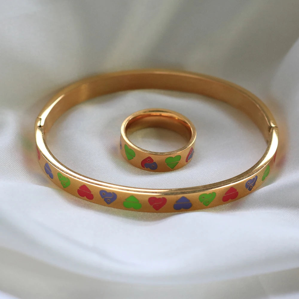 Multi Color Oil Dripping Bracelet Bangle Love Ring Heart Jewelry - Guangzhou Mingshixuan Jewellery CO.,Ltd