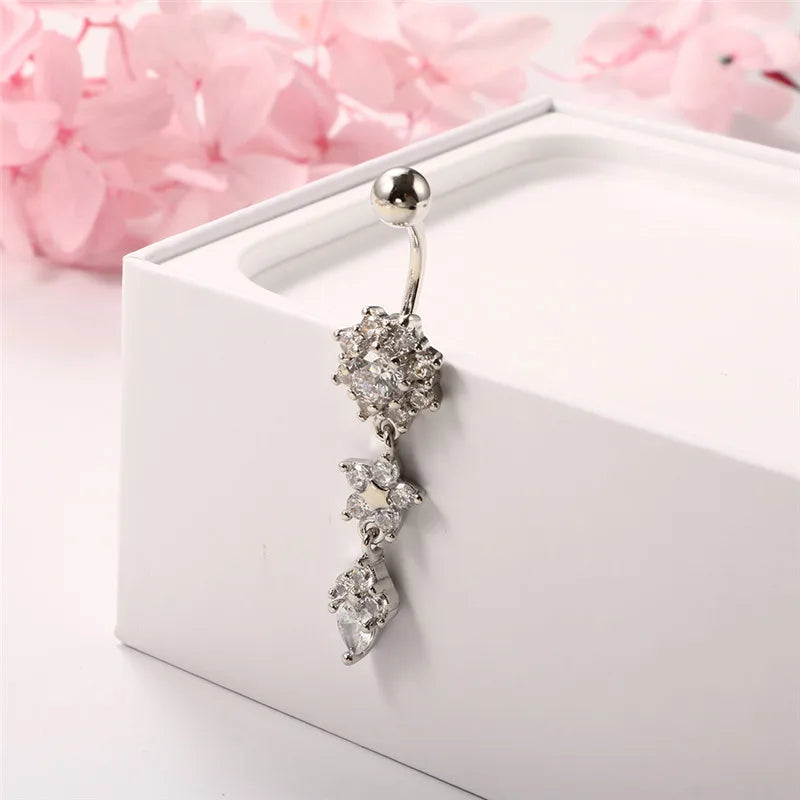 Navel Piercing Rhinestone jewely Flower Dangle Sexy Body Jewelry - Guangzhou Mingshixuan Jewellery CO.,Ltd