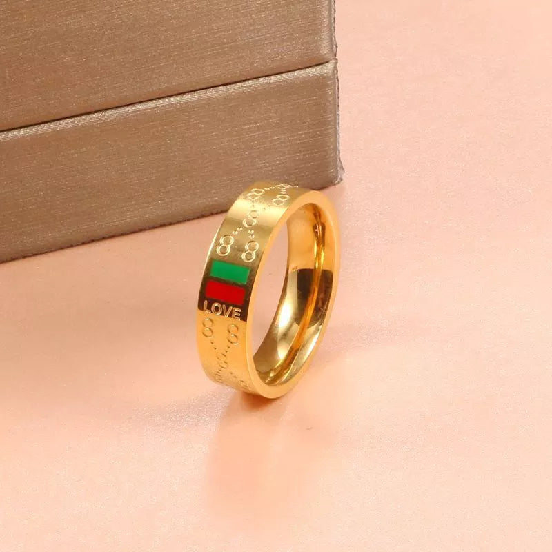 Charming 8 pattern Finger Ring Luxury Wedding Jewelry Stainess Steel Rings Classic Gold Plating - Guangzhou Mingshixuan Jewellery CO.,Ltd