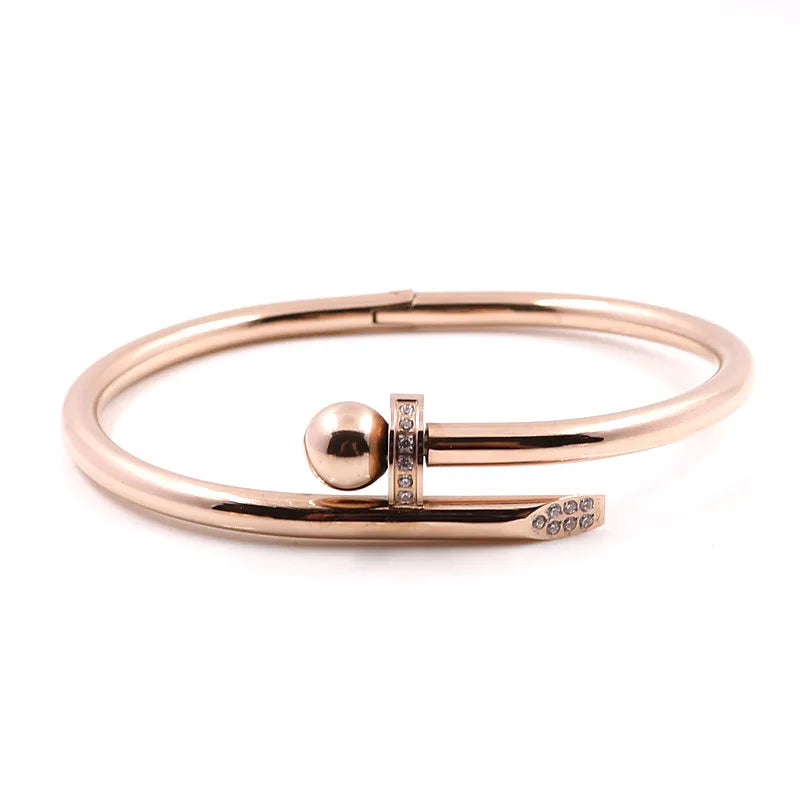 Crystal Bracelets Luxury Stylish Screws Bangle Stainless Steel Gold Color Jewelry Accessory Gift - Guangzhou Mingshixuan Jewellery CO.,Ltd