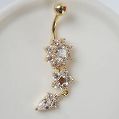 Navel Piercing Rhinestone jewely Flower Dangle Sexy Body Jewelry - Guangzhou Mingshixuan Jewellery CO.,Ltd