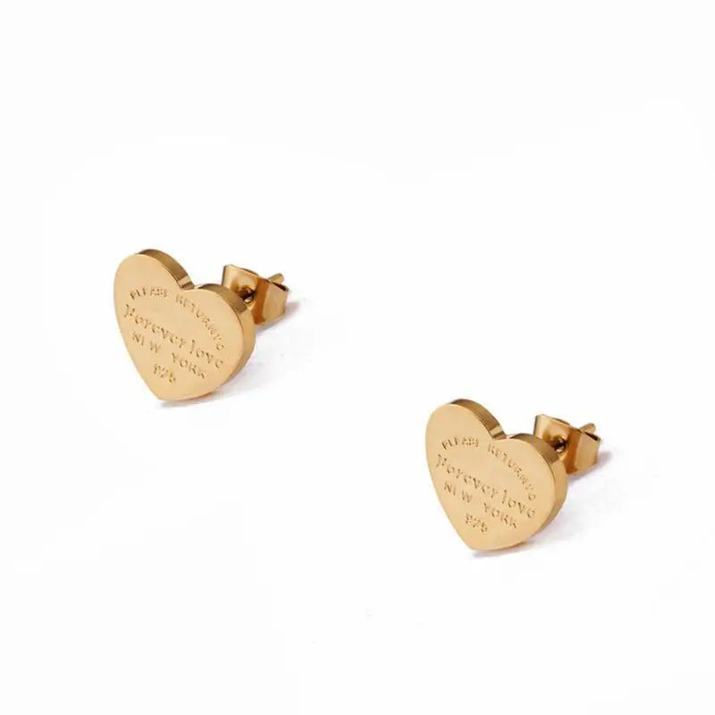 Love Heart Stud Earring Gold Plating Earrings Luxury  Jewelry Party Wedding Fashion Stainless Steel Accessory - Guangzhou Mingshixuan Jewellery CO.,Ltd