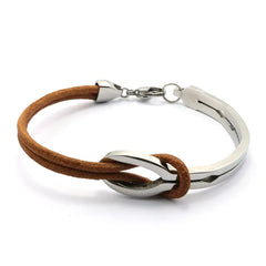 Bohemian Retro Leather Bracelets Vintage Black Men Stainless Steel Bangles