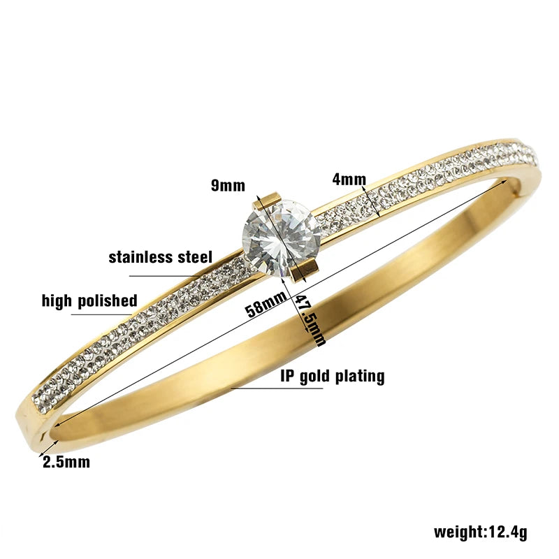 Crystal Bangle Bracelet Cubic Zirconia Gold Plating Wristband Jewelry