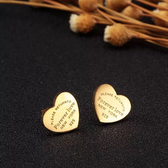 Love Heart Stud Earring Gold Plating Earrings Luxury  Jewelry Party Wedding Fashion Stainless Steel Accessory - Guangzhou Mingshixuan Jewellery CO.,Ltd