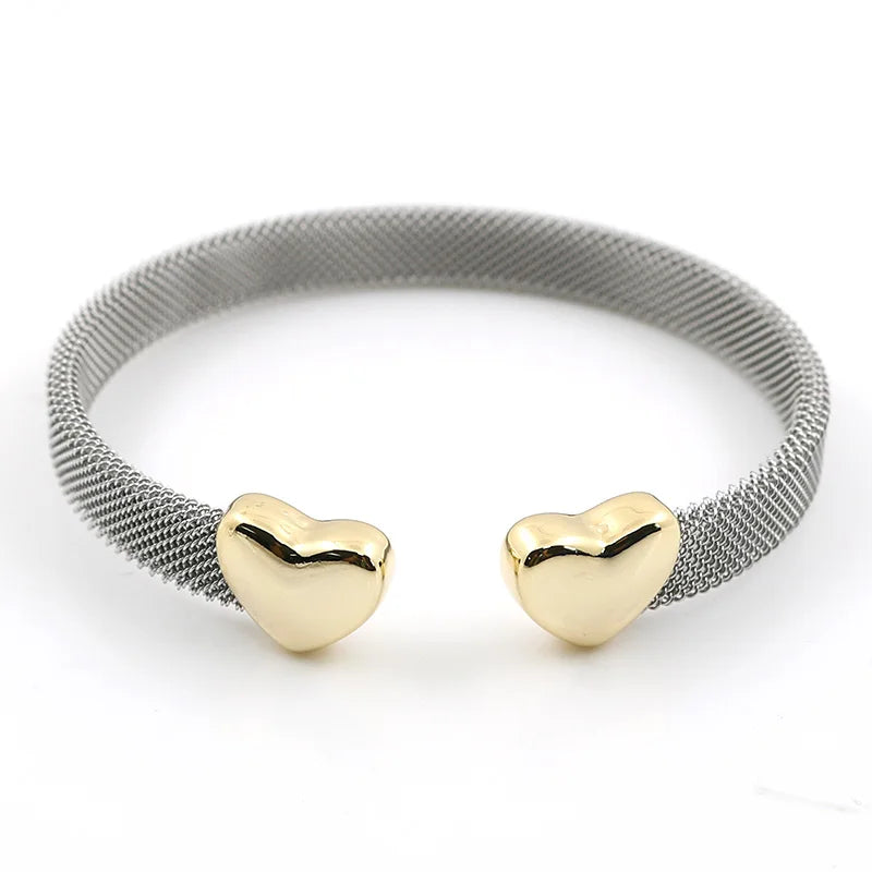 Heart Cuff Bracelets Bangles Mesh Fashion Jewelry - Guangzhou Mingshixuan Jewellery CO.,Ltd