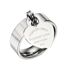 Female Love Pendant Ring Charm Double Hearts Rings Luxury Jewelry Stainless Steel Gold Plating Size 6-10 - Guangzhou Mingshixuan Jewellery CO.,Ltd