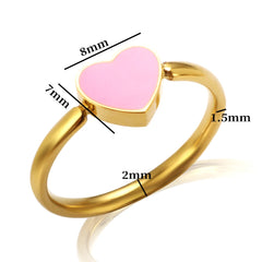 Trendy Enamel Ring Cute Love Heart Wedding Birthday Jewelry Gift - Guangzhou Mingshixuan Jewellery CO.,Ltd