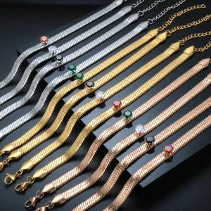 Cubic Zirconia Blade Chain Jewelry Crystal Bracelet Choker Necklace - Guangzhou Mingshixuan Jewellery CO.,Ltd