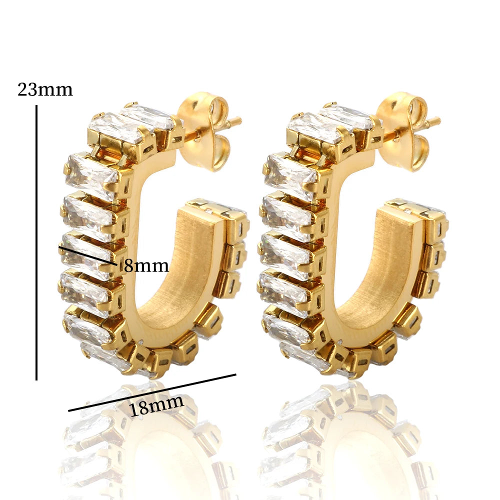 Personality Luxury U Shape Crystal Stud Earrings Ear Jewelry Gift - Guangzhou Mingshixuan Jewellery CO.,Ltd