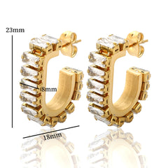 Personality Luxury U Shape Crystal Stud Earrings Ear Jewelry Gift - Guangzhou Mingshixuan Jewellery CO.,Ltd