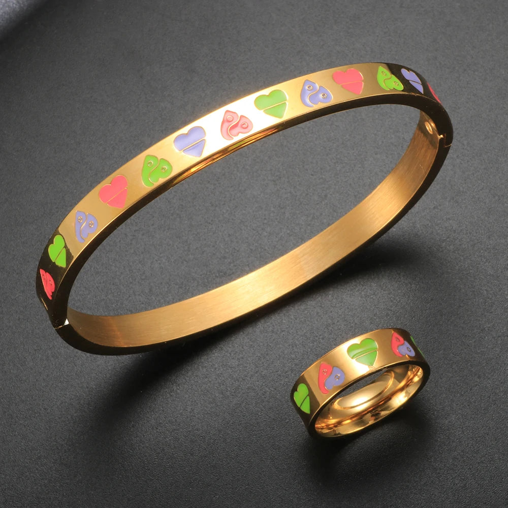 Multi Color Oil Dripping Bracelet Bangle Love Ring Heart Jewelry - Guangzhou Mingshixuan Jewellery CO.,Ltd