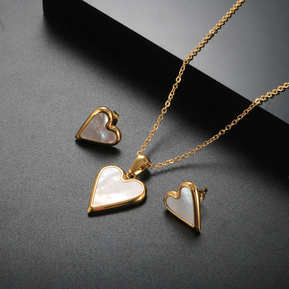 Love Heart Necklace Gold Chain Choker Necklace Shell Pendant Jewelry - Guangzhou Mingshixuan Jewellery CO.,Ltd