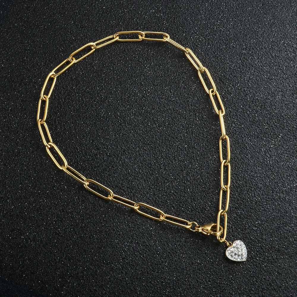 Crystals Heart Pendant Anklets Foot Chain Jewelry - Guangzhou Mingshixuan Jewellery CO.,Ltd