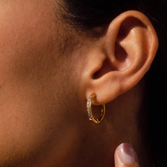 Arielle Stone Hoop Earrings - Gold