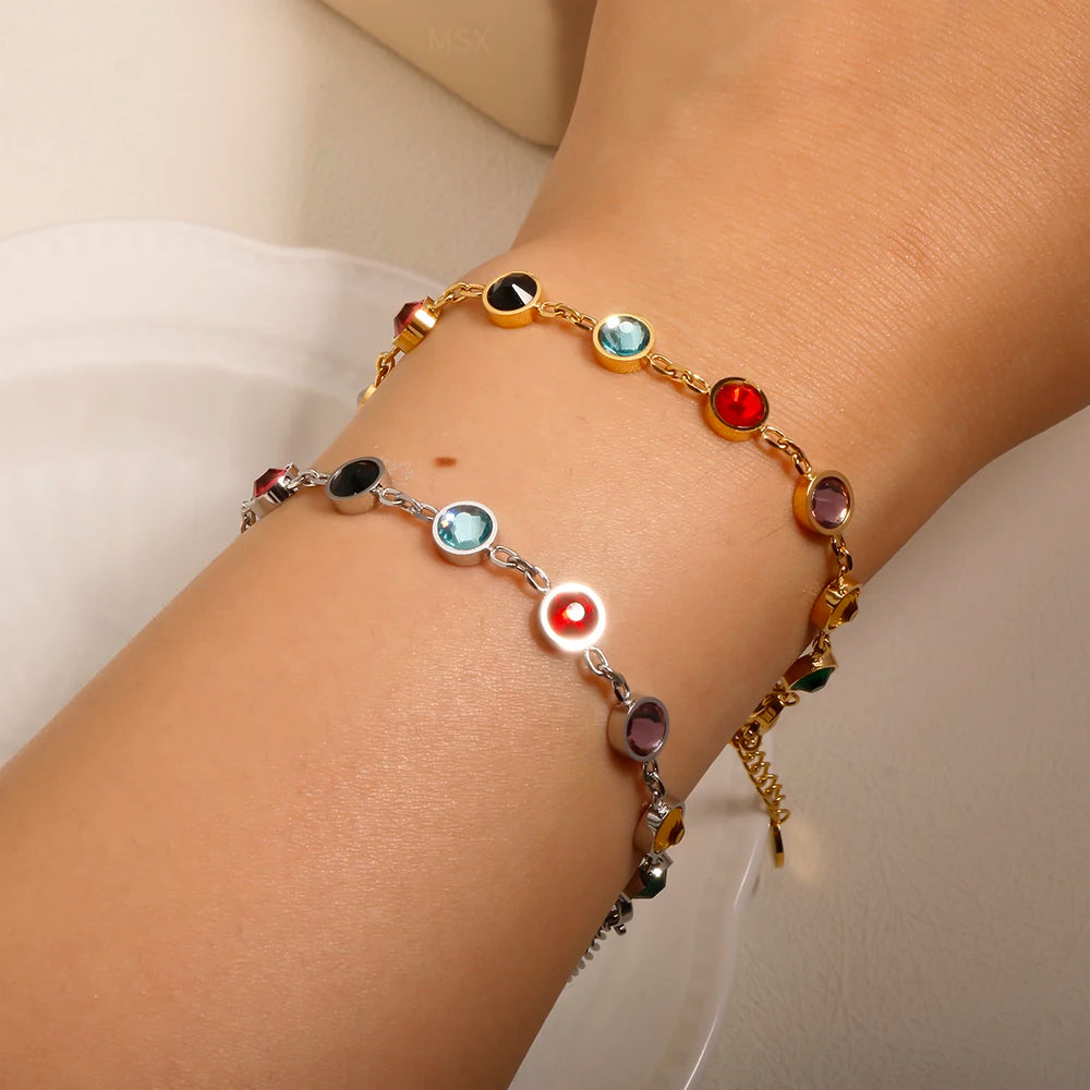 Pop Star Bracelet 13 Birthstones Album Colorful Crystal Bejeweled Bracelet Stainless Steel Jewelry - Guangzhou Mingshixuan Jewellery CO.,Ltd