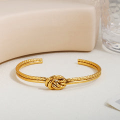 Double Line Twisted Bangle 18 K Gold Plated Tie Open Adjustable Bracelet - Guangzhou Mingshixuan Jewellery CO.,Ltd