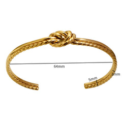 Double Line Twisted Bangle 18 K Gold Plated Tie Open Adjustable Bracelet - Guangzhou Mingshixuan Jewellery CO.,Ltd