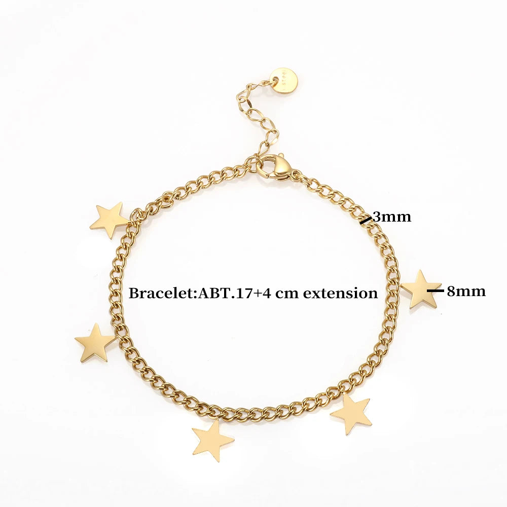 Star Pendant Choker Necklace Gold Plated Star Charm Bracelet Jewelry Set - Guangzhou Mingshixuan Jewellery CO.,Ltd