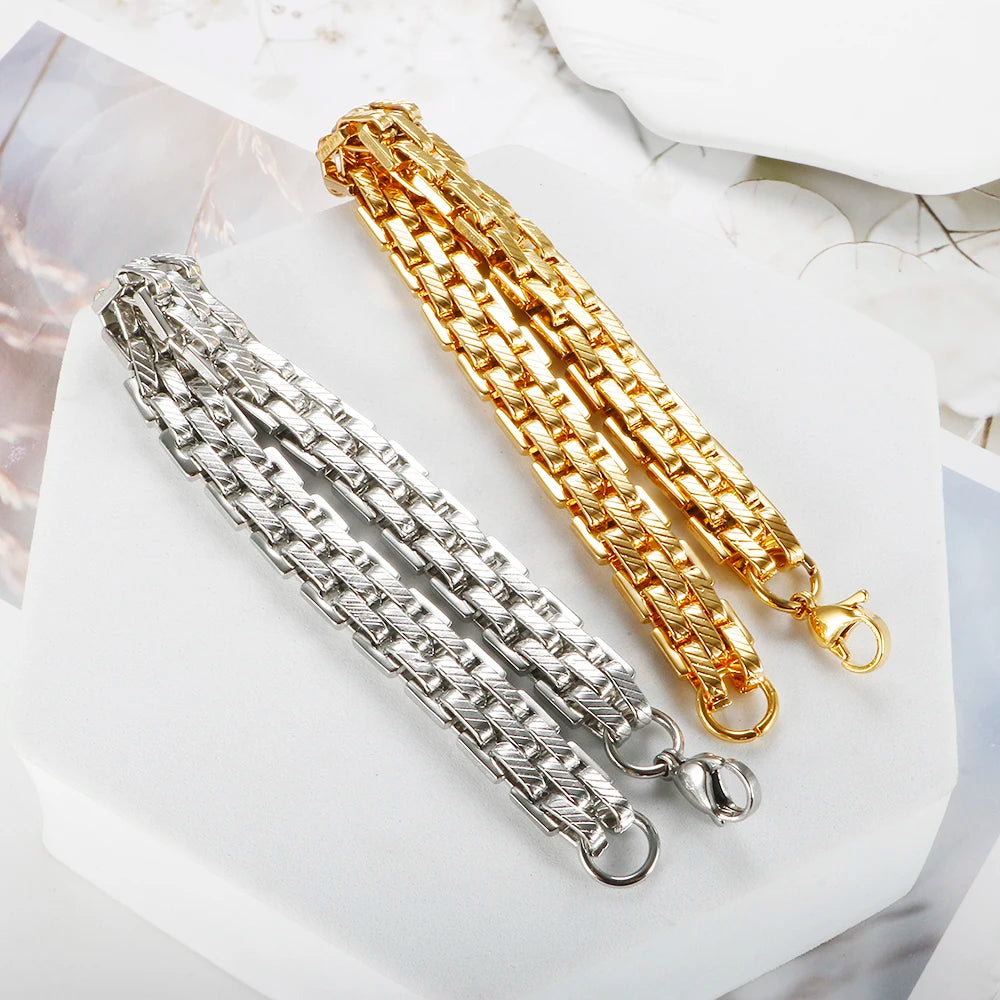 Thick Chunky Heavy Bracelet Punk Texture Link Chains Bracelets Jewelry - Guangzhou Mingshixuan Jewellery CO.,Ltd