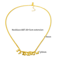 SPEAK NOW Letter Pendant Necklace Textured Waterproof Jewelry Couple Chain Necklaces - Guangzhou Mingshixuan Jewellery CO.,Ltd