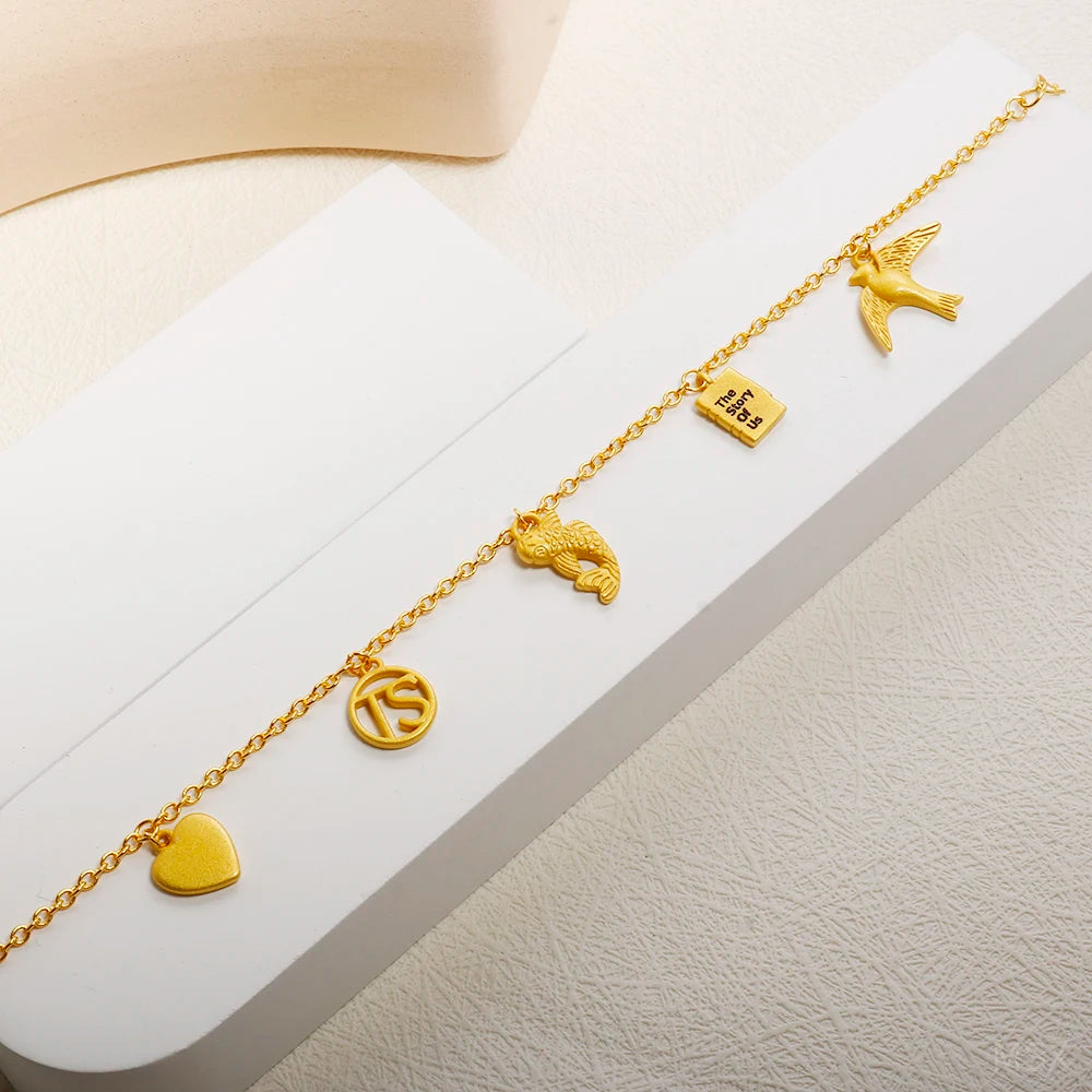 Stainless Steel XIII Bell Necklace Speak Now Swallow Carp Charm Bracelet Fashion Chain Jewelry Set - Guangzhou Mingshixuan Jewellery CO.,Ltd