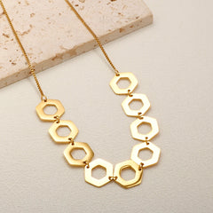 Hollow Hexagonal Series Pendant Classic Fine Chain Necklace Charming Jewelry